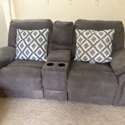 Comfy Gray Reclining Sofa & Loveseat Set