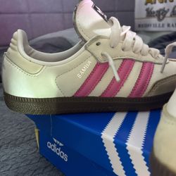 Pink And White Adidas Sambas 
