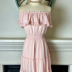 Simplee-Light Pink Ruffled Tiered Maxi Dress