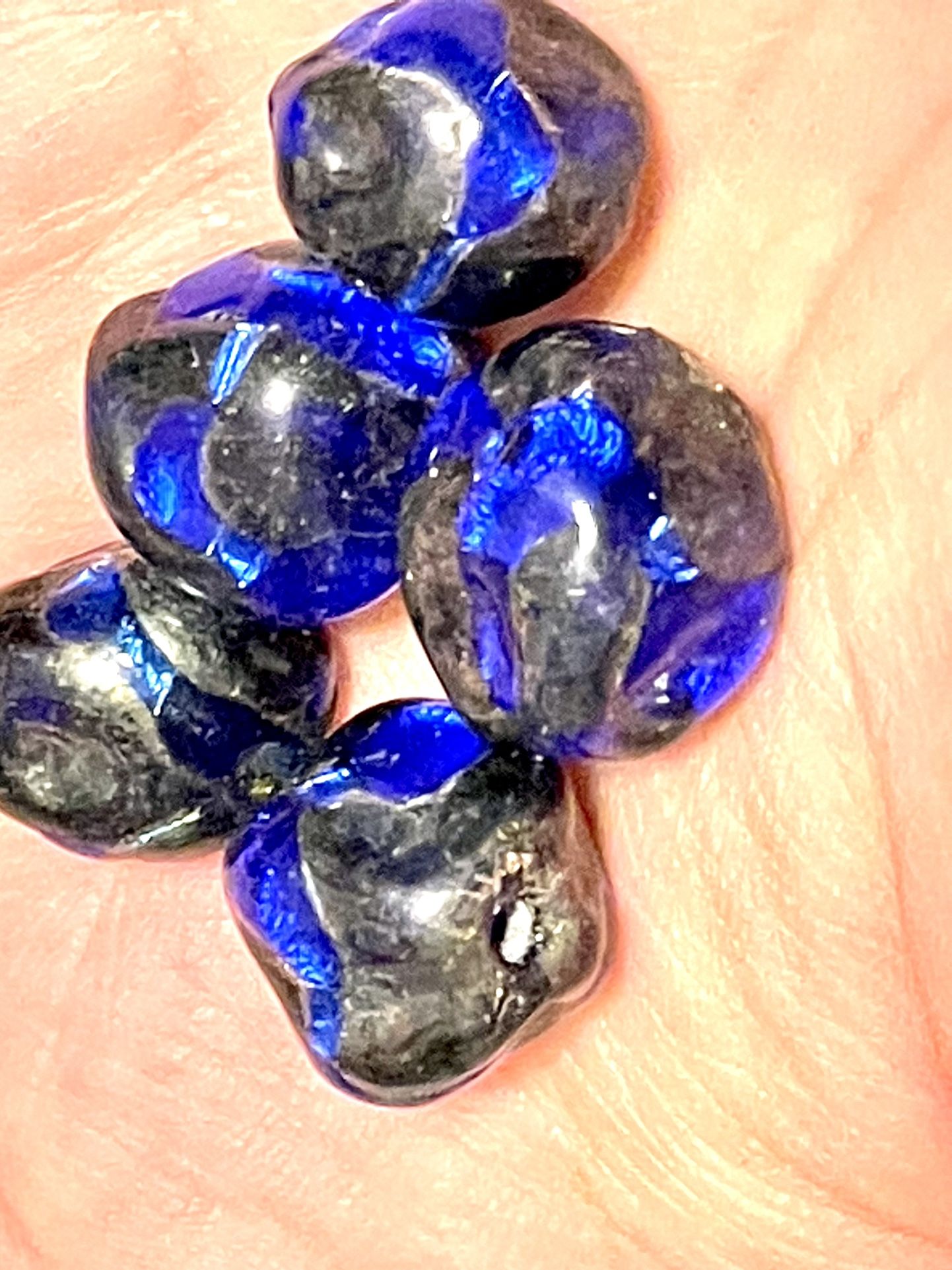 Lot Of 10 Vintage Blue Lava Glass Beads 