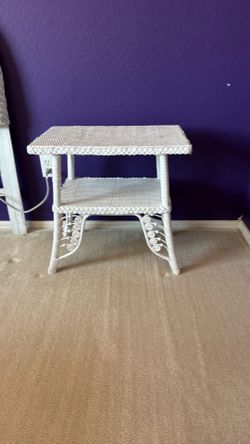 White Wicker Night Stand
