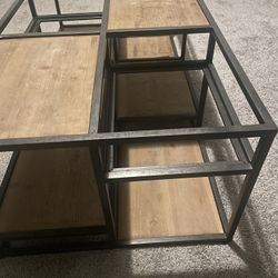 Modern Rustic Industrial Coffee Table w/ 3D Square Accents