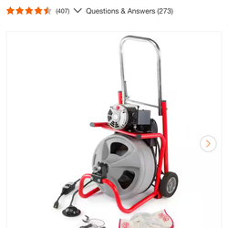 RIDGID K-400 Drain Cleaning Snake Auger 120-Volt Drum Machine with C-32IW 3/8 in. x 75 ft. Cable + 4-Piece Tool Set & Gl
