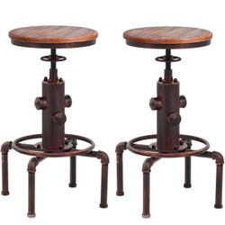 Set Of 2 Bronze Bar Stools - New