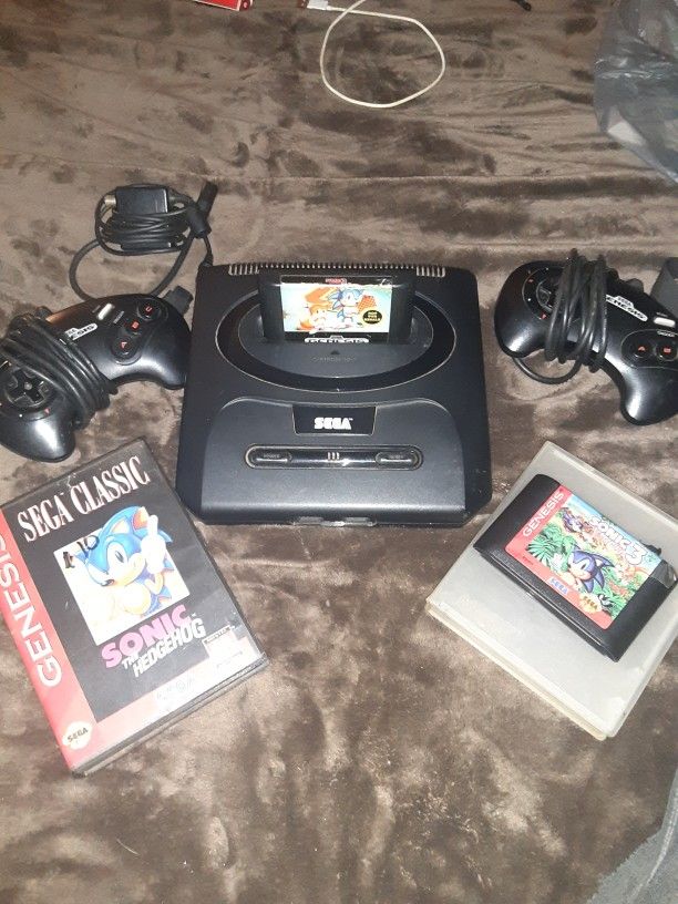 Sega Genesis With Two Controllers And Sonic 1, 2 andI3 And 4 for Sale ...