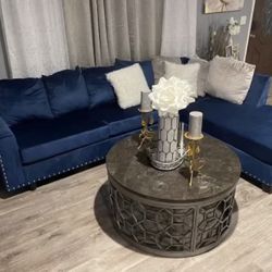 $5 Down Velvet Multi Color Sectional 