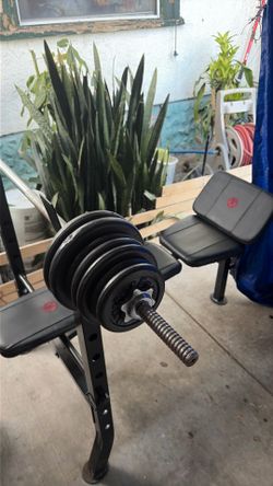 Bench with two dumbells