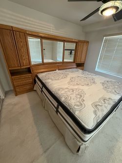 King Size Bed Wooden Storage Headboard