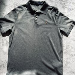 Ralph Lauren Polo Shirt Medium Adult Gray Classic Fit Cotton Stretch Mens M