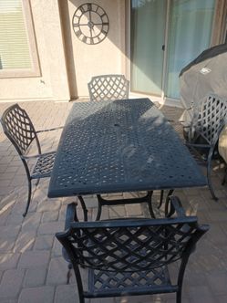 All metal outdoor dining table and four chairs 5 piece set