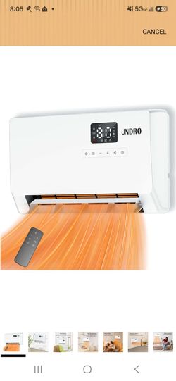 JNDRO Wall-Mounted Electric Space Heater with Remote