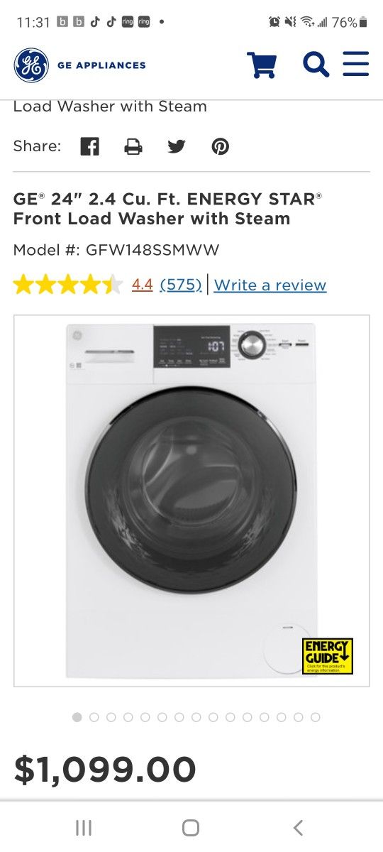 GENERAL ELECTRIC FRONT LOAD  WASHER