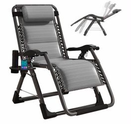 Zero Gravity Chair, Lawn Recliner, Reclining Patio Lounger Chair, Folding Portable Chaise with Detac