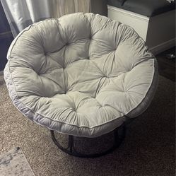 Papasan Chair with Fabric Cushion, Pumice Gray