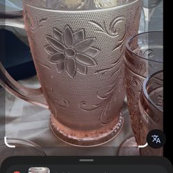 Vintage Pitcher W/ Glasses & Cups