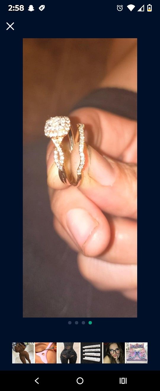 1/2 Carat 10k Rose Gold Princess Cut Wedding Band Set