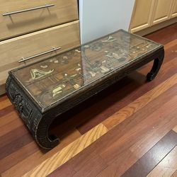 Antique Republic Period 1920s Chinese Inlayed Rosewood Chinoiserie Coffee Table