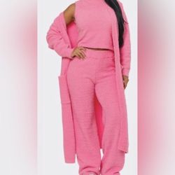 Three Piece Womens Cardigan Set - Various Colors And Sizes 
