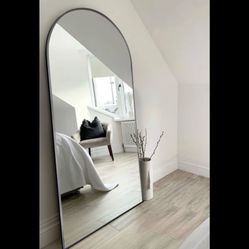 39 X 79 Arch Mirror, Extra Large Black Aluminum Frame