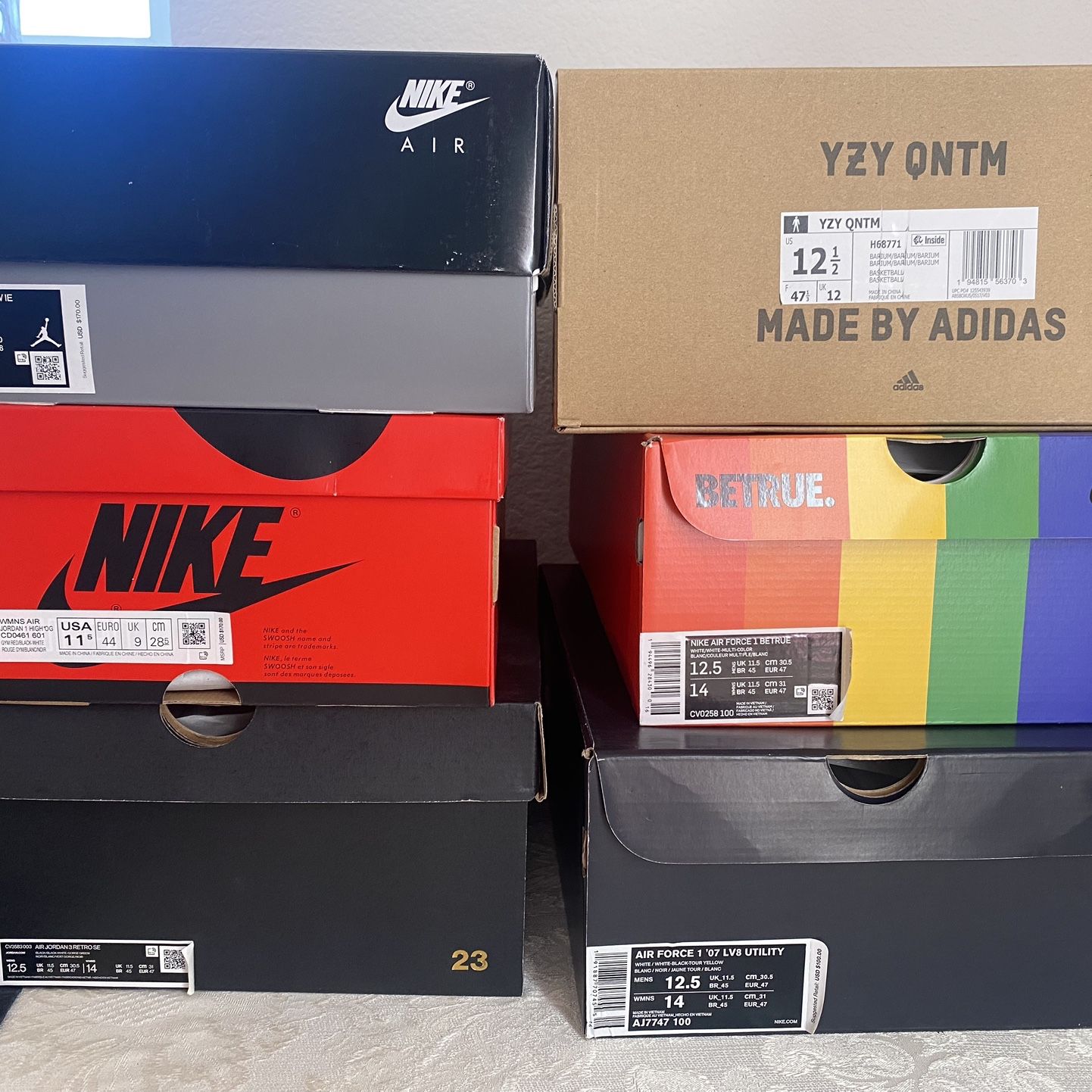 Shoe Collection For Sale $800 for all or buy individuals Nike, Yeezy, Jordan, Adidas 