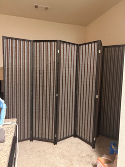6-Panel Dark Brown Woven Room Divider