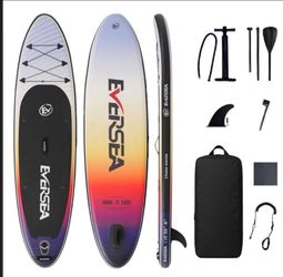 Brand New 2 person Inflatable SUP Paddle Board w Pump Leash fins Paddle Backpack BNIB Never Used