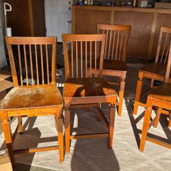 Set Of 6 White Oak Dining Chairs 