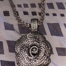 Iced Out Rose Necklace 