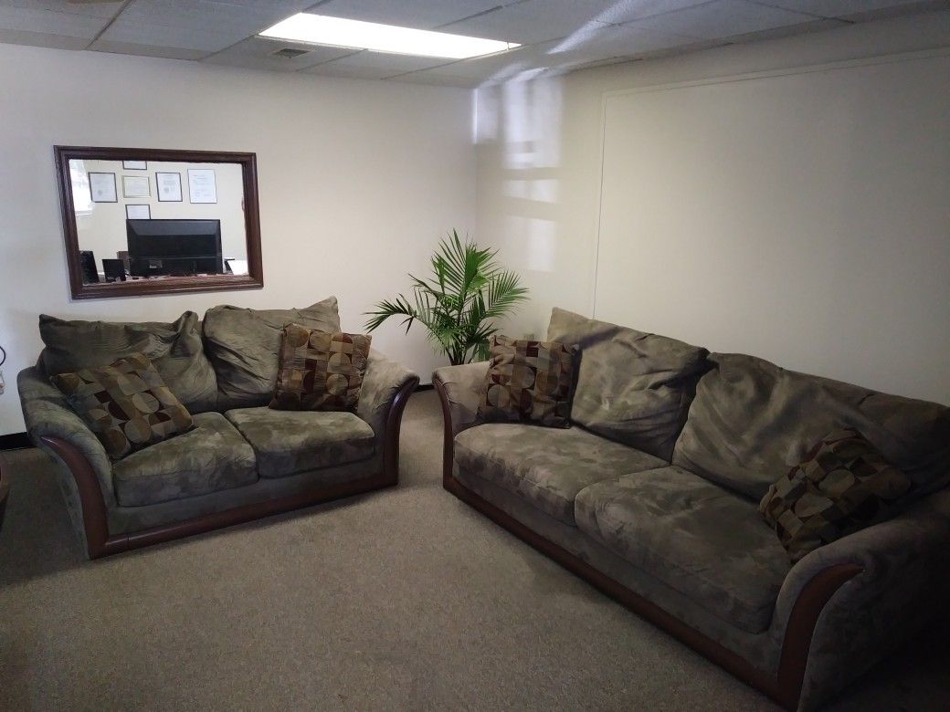 Sofa and Loveseat Suede with Pillows