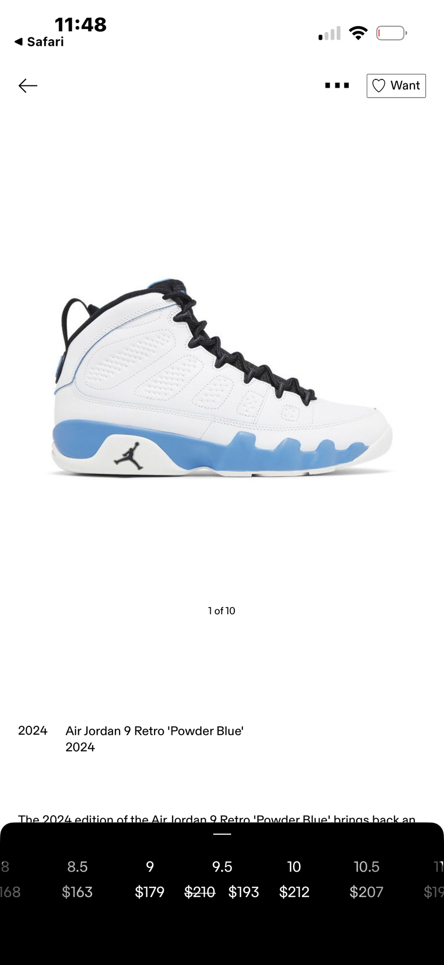 Jordan 9 powder blue