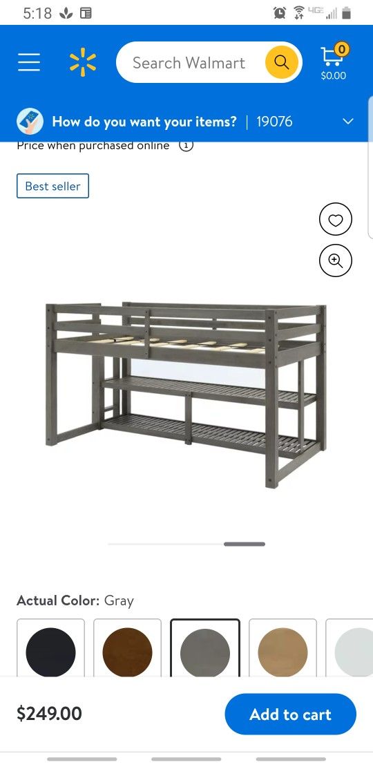 Better Homes & Gardens Greer Twin Loft Storage Bed: