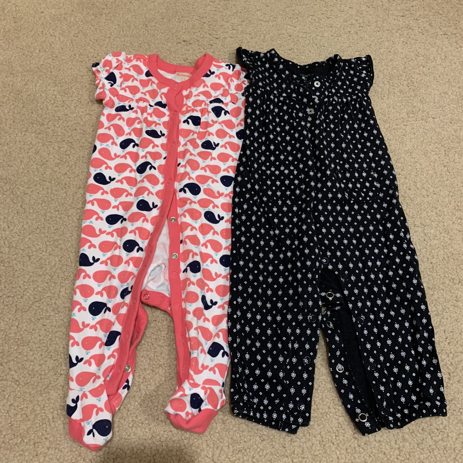Baby girl romper pants. Sz 6m-9m. $6 for each or $10 for both