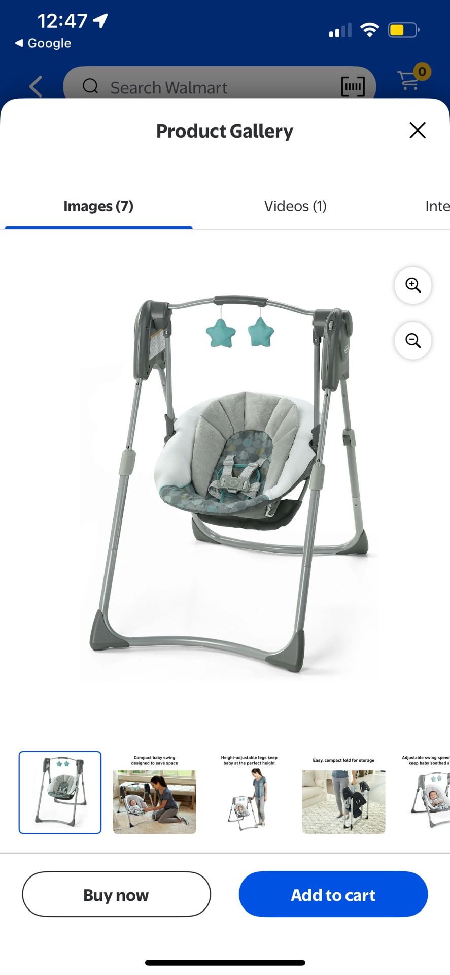 Graco Slim Spaces Compact Baby Swing