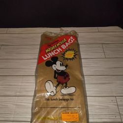 Walt Disney's Vintage Mickey Mouse Lunch Bags Brown Flat Bottom Open Packaging
