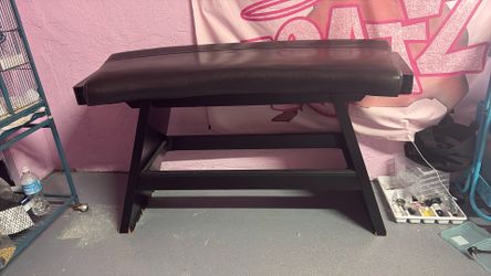 Leather bench and high chair