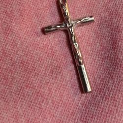 Vintage Silver- Tone Italian Cruifix Pendant