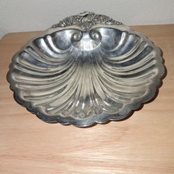 Silver Clamshell Serving Dish
