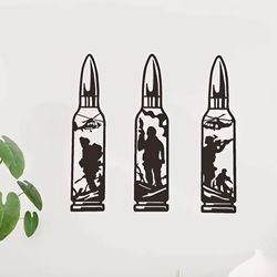 3pcs Metal Soldier Bullet Wall Art (Size 2nd Picture)