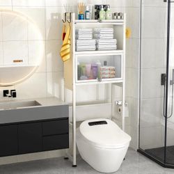 Over The Toilet Storage Cabinet,Bathroom Toilet Organizer, Cabinet ,Freestanding Space Saver ,White