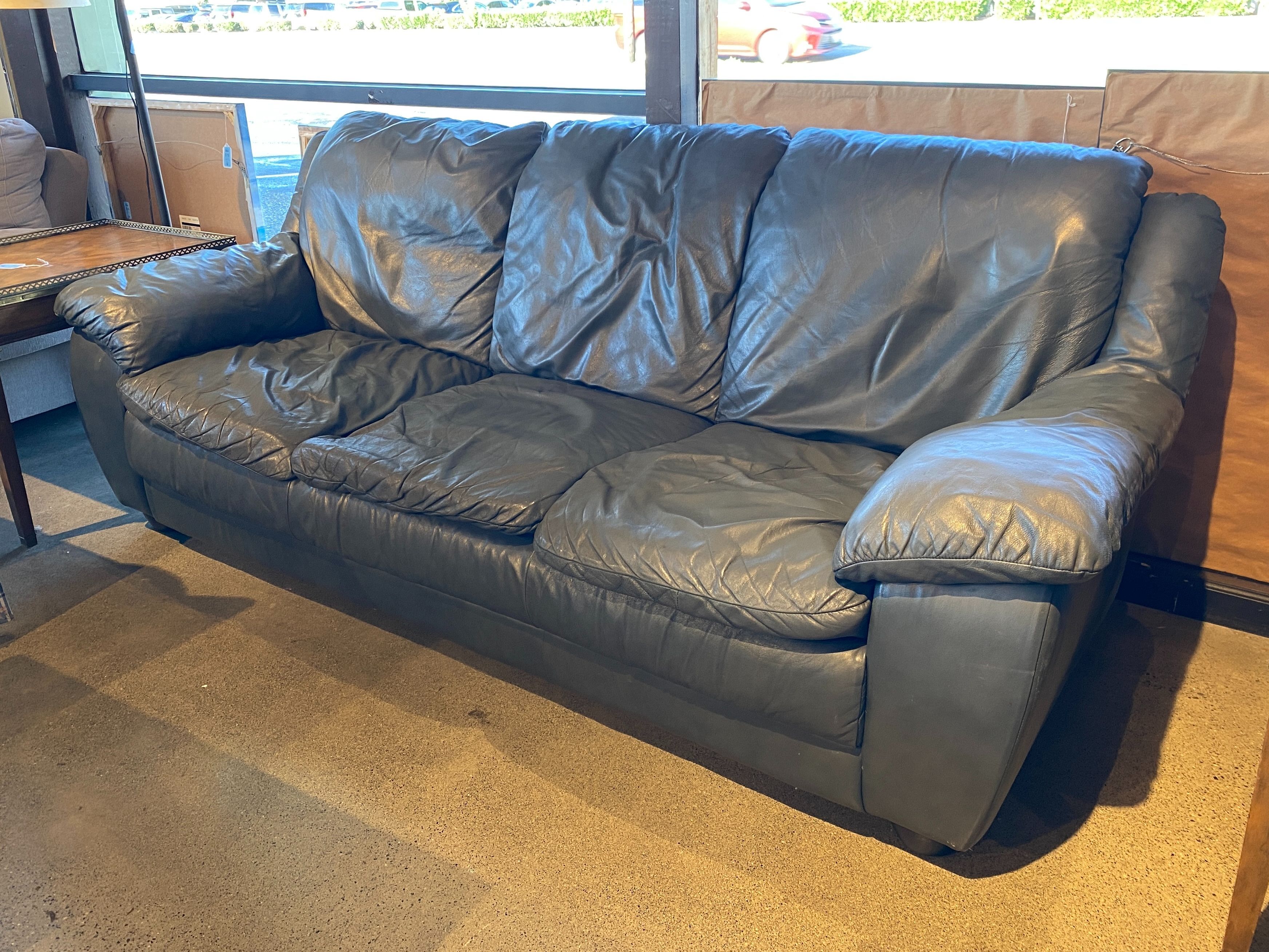 Cool Slate Grey 3-Seater Sofa w/ Angled Arms