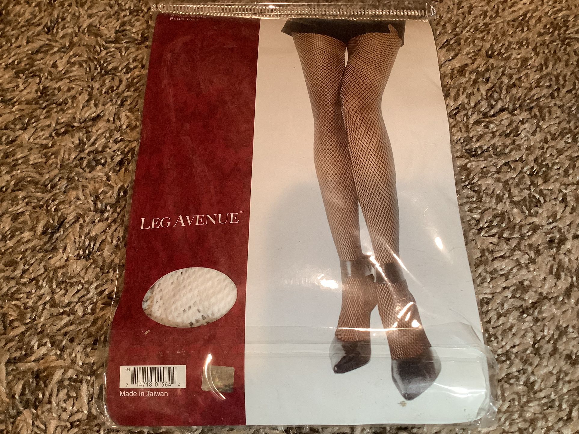 Leg Avenue fishnet pantyhose, style 9001Q, color white, Plus Size