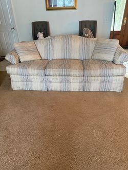 3-Seat Sofa with Striped Upholstery