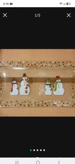 Pampered Chef snowman divided platter