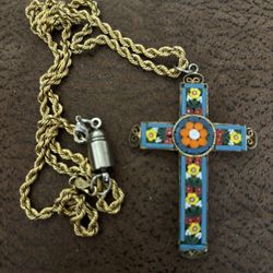Made In Italy Cross 30.00 Goldtone Chain 