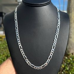 New Jewelry .925 sterling silver Figaro link chain necklace 22” 6.00mm