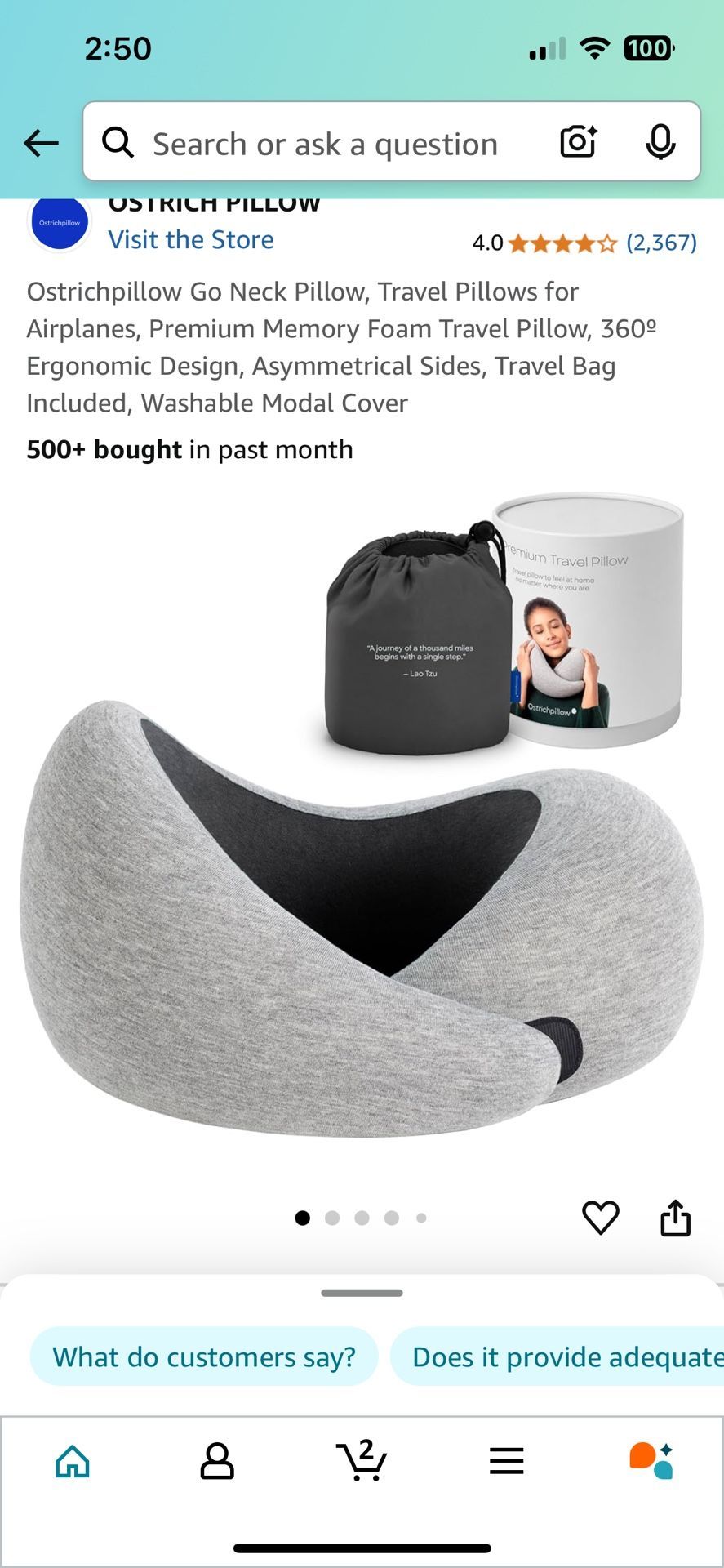 Ostrich Pillow Go Neck Travel Pillow