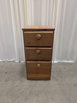 Three-Drawer Pine Wood Nightstand
