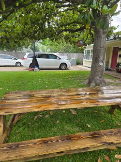 HEAVY DUTY PICNIC TABLE . BURNED AND SEALED