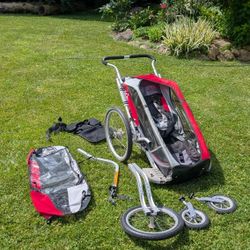 Double chariot bike trailer/ jogging stroller/stroller