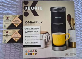 Keurig K-Mini Plus Single Serve Coffee Maker with 24 Don Francisco's K-Cup Pods